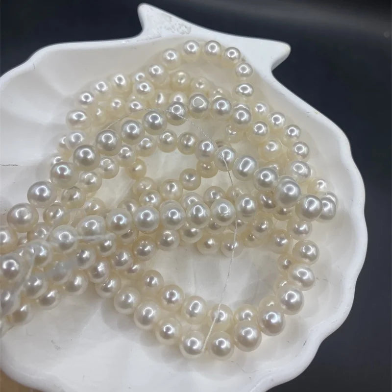 Wholesale 3-6mm White 4A Natural Freshwater Pearl Beads Round White Pearls Necklace Strand 5mm Diameter for Jewelry Making