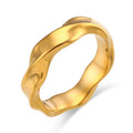 Light Luxury Temperament Gift Jewelry Stainless Steel Gold Plated Ring Geometric Water Ripple Ring for Women Men