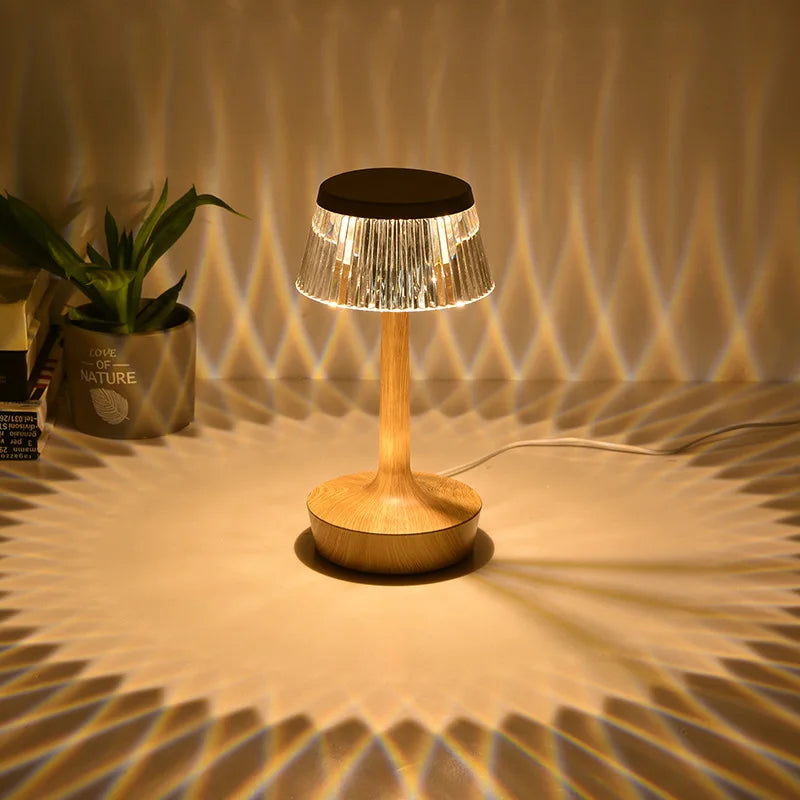 Lamp USB Rechargeable Touch Bedroom Bedside Night Light Nordic Mushroom Table Led Crystal Luxury Minimalist Acrylic 60 80 16