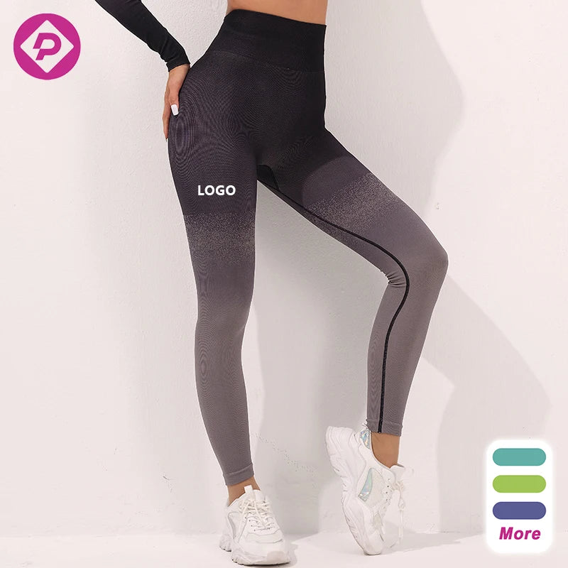 Custom Logo Gym Wear Workout Women Outdoor Elastic Compression Scrunch Butt Back Seamless Yoga Leggings