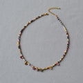 Sweet Rainbow Water Drops Crystal Necklace Bohemian Colorful Natural Tourmaline Handmade Beaded Collarbone Necklace