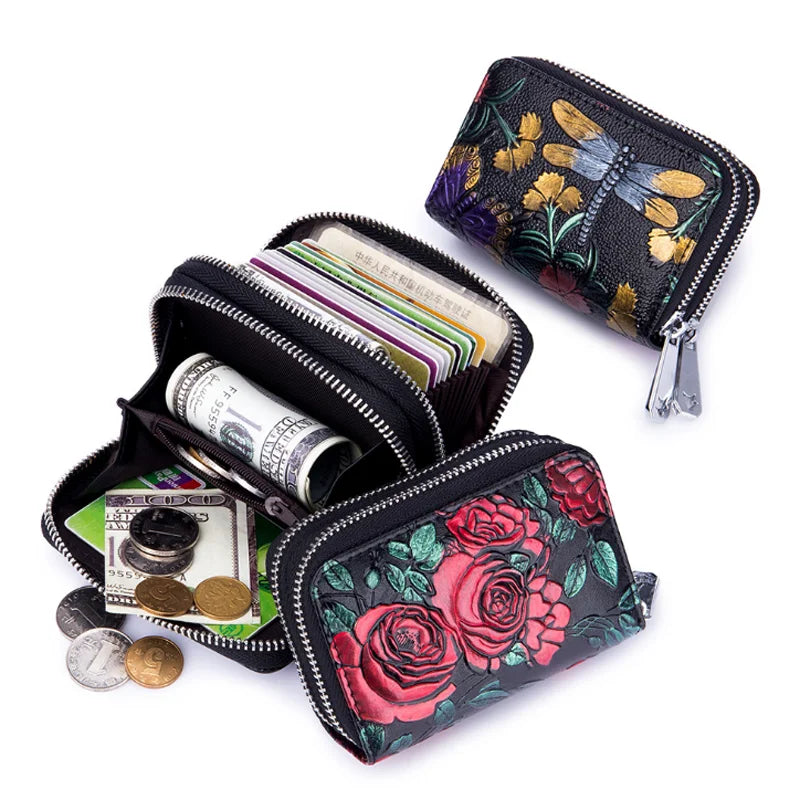2025 Newest Fashion Card Holder Large Capacity Rfid Blocking Zipper Coin Purse With Card Holder