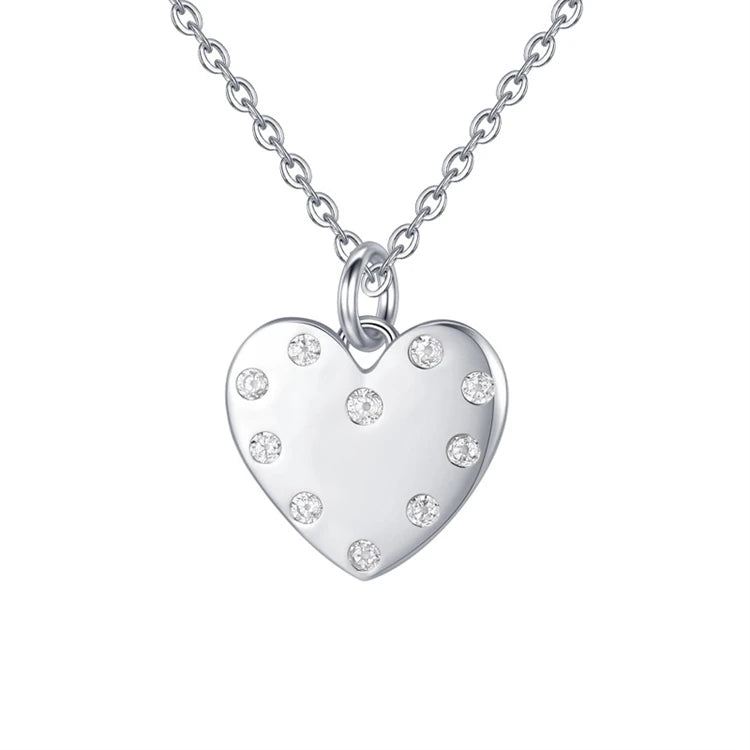 925 Sterling Silver Micro Inlay CZ Diamond Heart Shape Pendant Necklace for Women