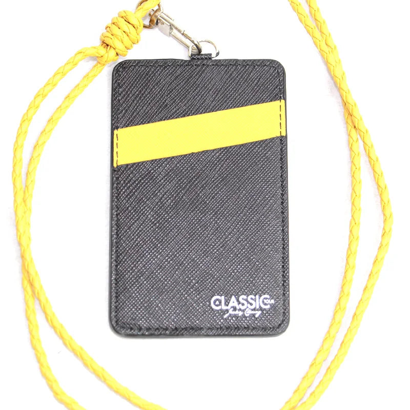 YIXINNIAN Double Sided PU Leather NATIONAL Business Card Holder Working ID Card Wallet with Neck Strap Lanyard