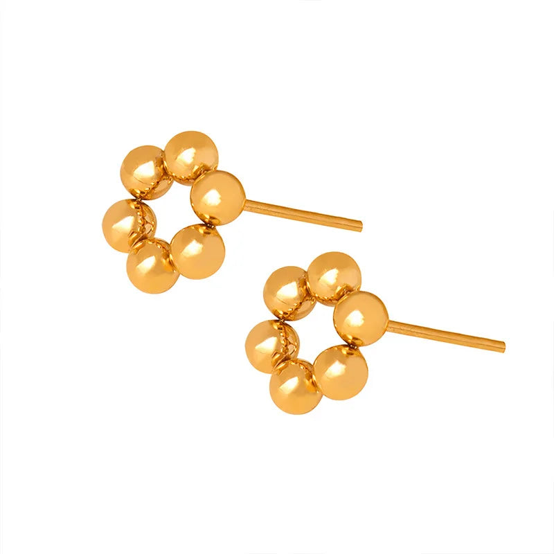 Petite New Light Luxury Steel Ball Stitching Flower Stud Earrings Titanium Steel No Fading Special Interest Earrings for Ladies