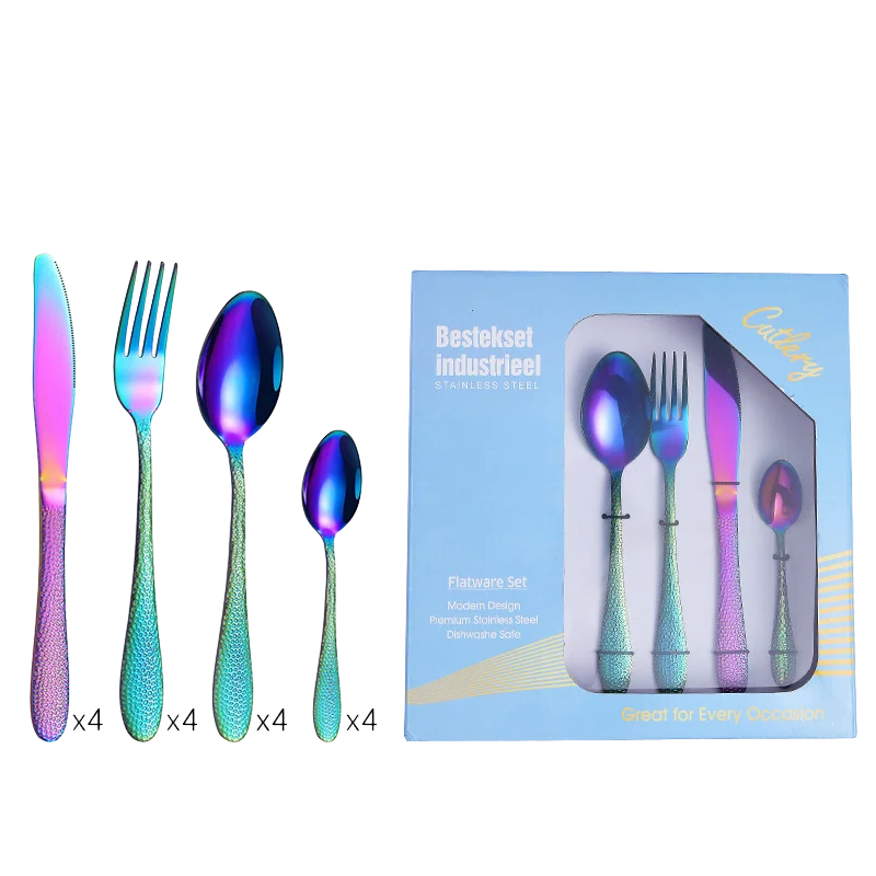 Hot Selling Luxury Flatware Set Stainless Steel Cutlery with Black and Gold Finish Mirror Polish for Dinner Box Included