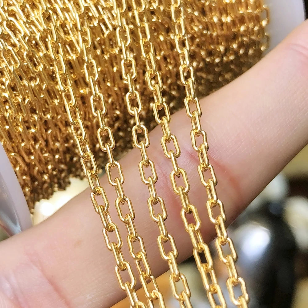 GP US 2.4*4mm Thick Paper Clip Chain Bulk 14K Gold Filled S925 Silver Chains Unfinished Permanent Jewelry Chain Making Wholesale