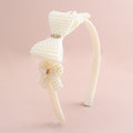 CN Korea White Pearl Fashion 5.5inch Hair Hoop Big Barrettes Bow Headband for Kids Girls Custom Logo OEM/ODM Accepted