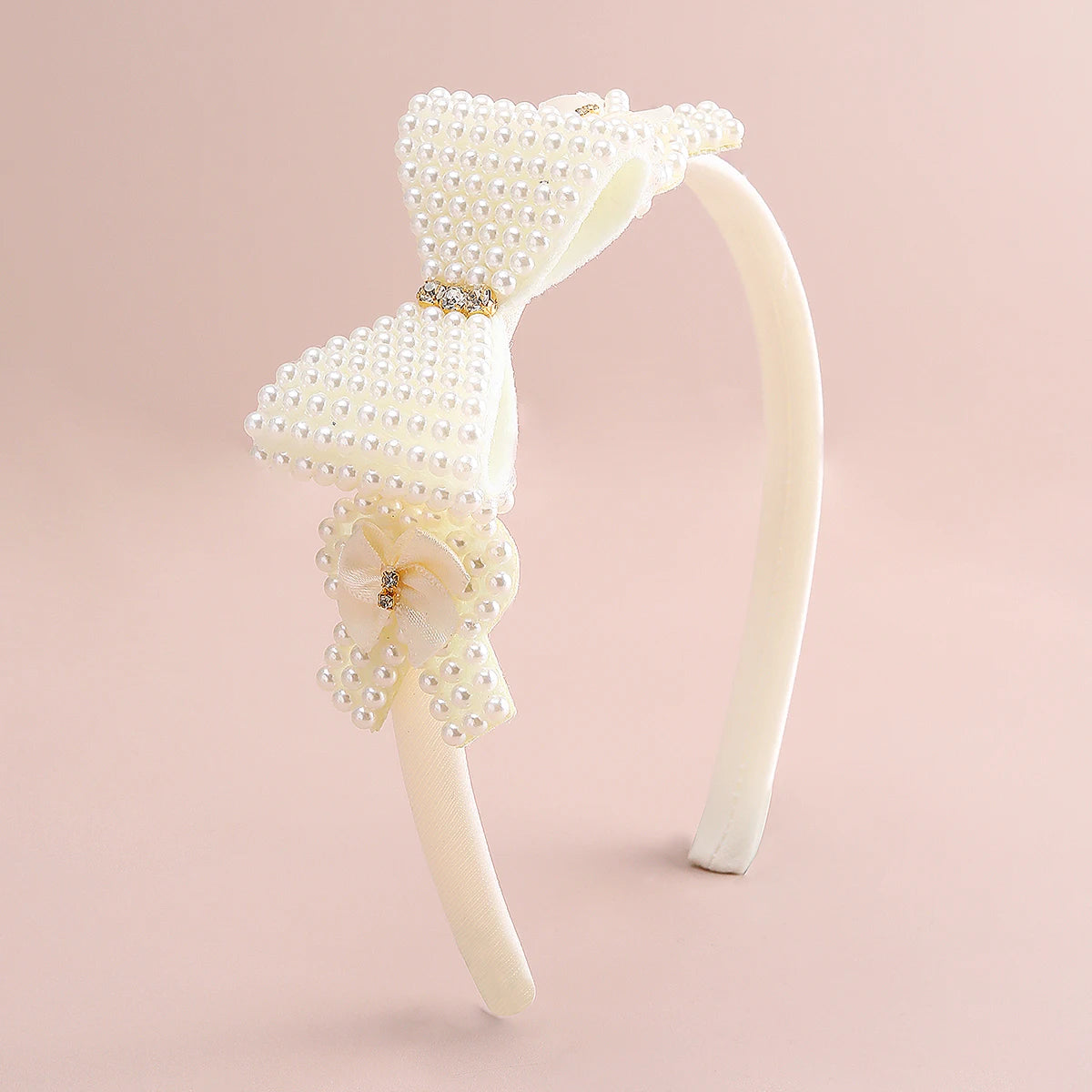 CN Korea White Pearl Fashion 5.5inch Hair Hoop Big Barrettes Bow Headband for Kids Girls Custom Logo OEM/ODM Accepted