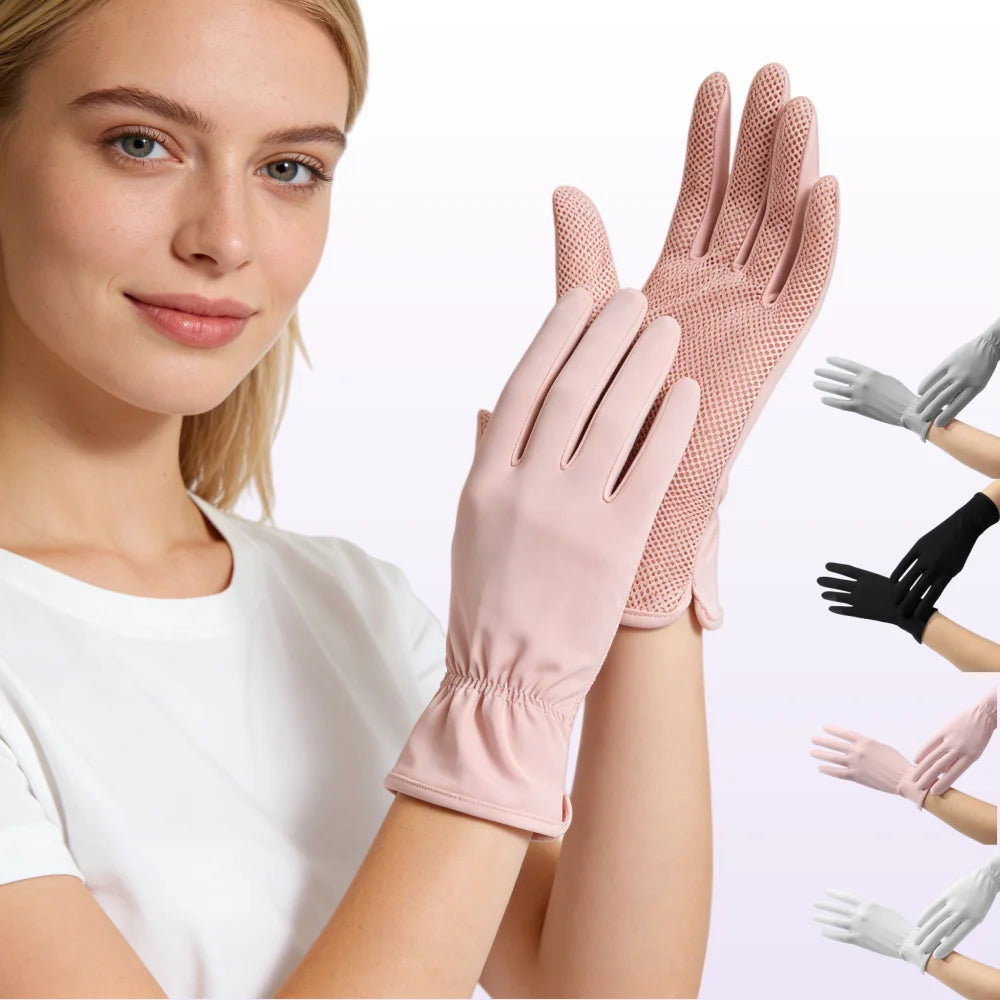 Custom logo Women Ice Silk Summer Sun protection Gloves