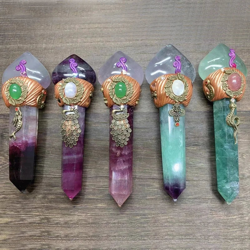 Wholesale Natural Stone Crafts Crystal Tower Crystal Witch Magic Wand for Healing Reiki