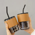 Personalized Leather Desktop Cup Holder Reusable Coffee Cup Sleeve Custom Mug Eco Cup Sleeve