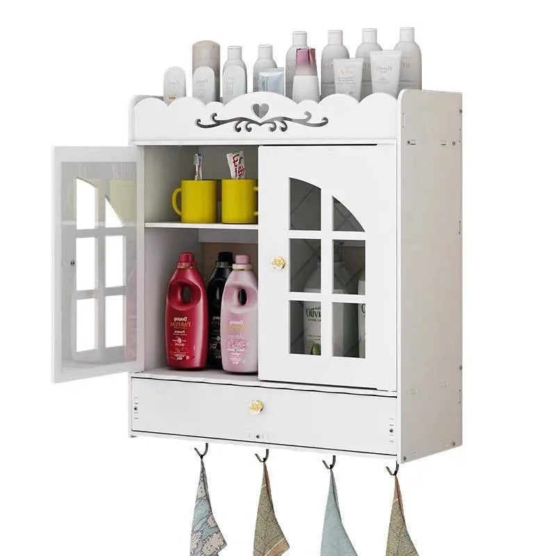 Perforation-Free PVC Modern Simple Toilet Wall Cabinet Above-Counter Bathroom Storage Shelf