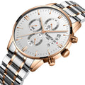 NIBOSI 2309 Men's Quartz Watches Stainless Steel Strap Waterproof Chronograph Business Waterproof Wrist Watch