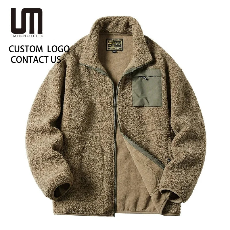 Liu Ming Winter Men Fashion Outdoor Windbreaker Casual Oversize Thick Lamb Fleece Jacket Plus Size 5XL Coats