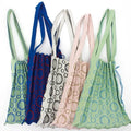 2023 New Fashionable Female Vintage Geometric Pattern Japan Style Knitted Pleated Tote Bag Portable Foldable Daily Shoulder Bag