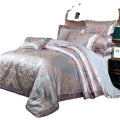 European Satin Home Floral Print Bedding Set Jacquard Pattern Duvet Cover Bed Sheet Pillow Modal Jacquard Made Premium Polyester MegaBDM