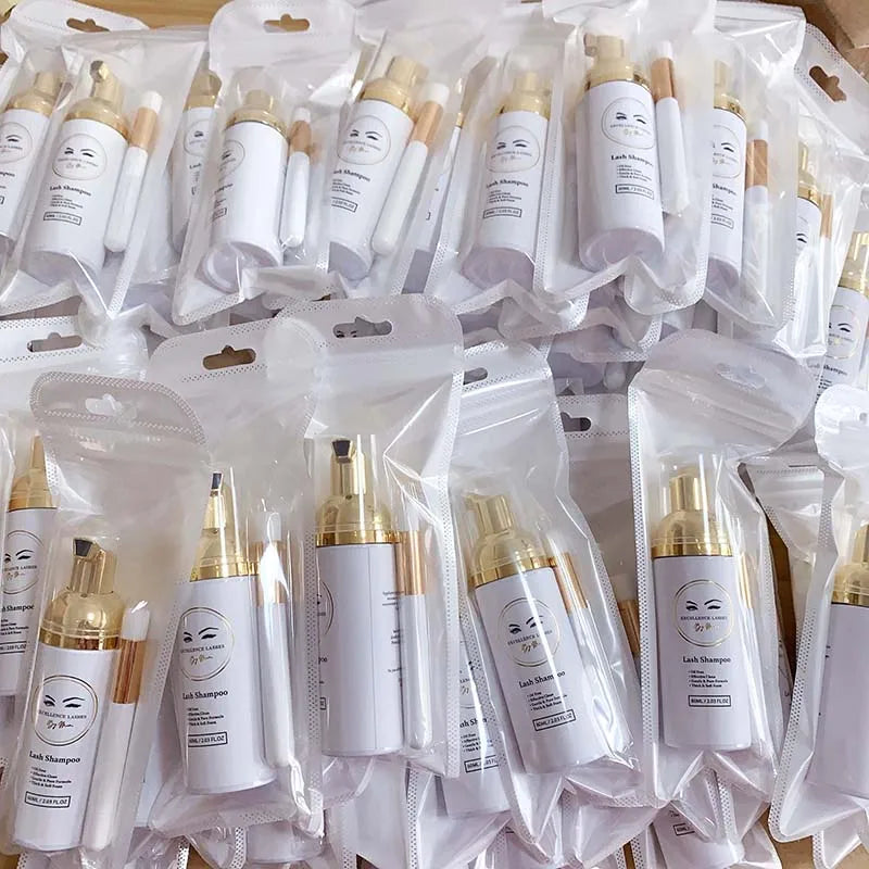 Lash Shampoo Foam Wash Gluten Free with Private logo Fluffy Lash Wash Brush Moose Lash Cleanser Brish MegaBDM