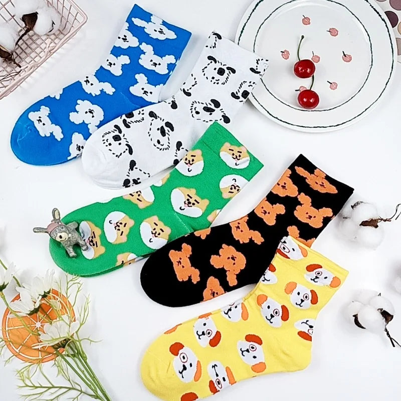 XIANGHUI Fashion Women's Hosiery Sports Cartoon Cute Pet Puppy Autumn and Winter Stockings Women Socks