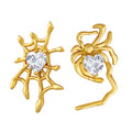 Fashion Jewelry Earrings Valentine Earrings Stainless Steel Real 18k Gold Plated Heart Diamond Spider Stud Earrings