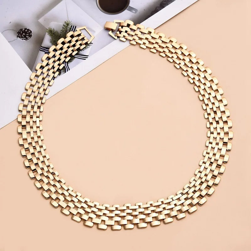 Simple Hiphop Short Chain Necklace Jewelry Hollow Clavicle Chain Necklace for Women