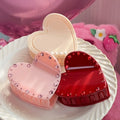 KUACHI Wholesale Korean Acetate Hair Claws Valentine's Day Heart Pearl Hair Claws Personalized Shiny Rhinestone Hair Claws