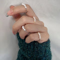 SC Fashion Rotatable Pearl Anxiety Fidget Rings Stackable Adjustable Finger Rings Unique Gold Spinning 4 Pearls Rings for Girls