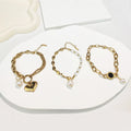 Newest Hip Hop Jewelry 18K Gold Plated Stainless Steel Bracelet Natural Pearl Charms Fashion Women Bracelet for Birthday Fifts