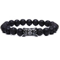 Natural Stone Bracelet with Copper Accessories 8mm Volcanic Black Lava Stone Beads Elastic 8mm Volcanic Stone Bracelet Gift