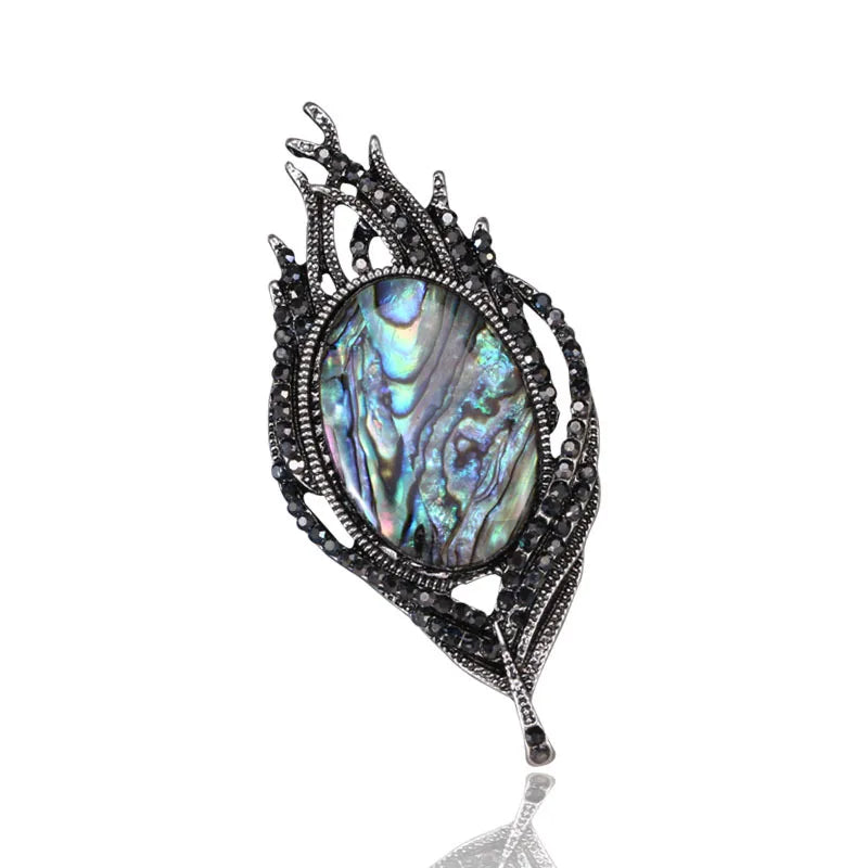 Hot Selling Fashion Natural Abalone Shell Feather Brooch Ladies Corsage for Clothes