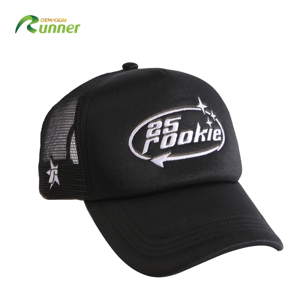 Runner Best Quality Fine Canvas Jersey Black Y2K Hip Hop Performance Cycling Breathable Waterproof Trucker Hats Custom OEM BSCI
