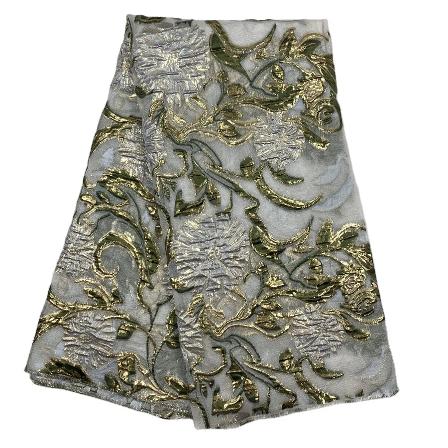 Wholesale 100% Polyester Brocade Jacquard Embroidered Organza Fabric 80gsm for Girls Wedding Dresses Manufacturer