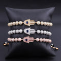 Classic Design Luxury CZ Diamond Hand Charm Beads Handmade Braided Custom Logo Macrame Bracelet Men Women