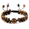 Hand Knitting Natural Double Tiger Eye Turquoise Lapis Lazuli with a Big Bead Adjustable Braided Rope Bracelet
