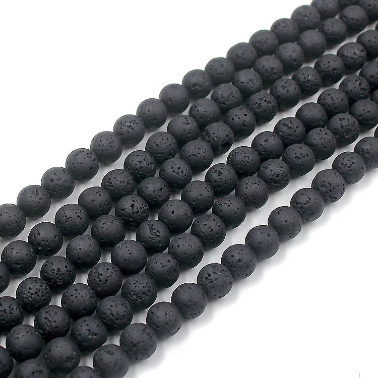 Black Natural Stone Loose Lava Beads for Jewelry Making Size 4mm 6mm 8mm 10mm 12mm 14mm