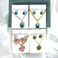 2022 Women's New Stainless Steel Jewelry Set Custom Heart Shape 18K Gold Plated Necklace Earrings Mixed Color Pearl Jewelry Set