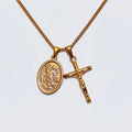18k Gold Saint Michael the Archangel Necklace Stainless Steel Religious Jewelry Catholic Saint Michael Cross Crucifix Necklace