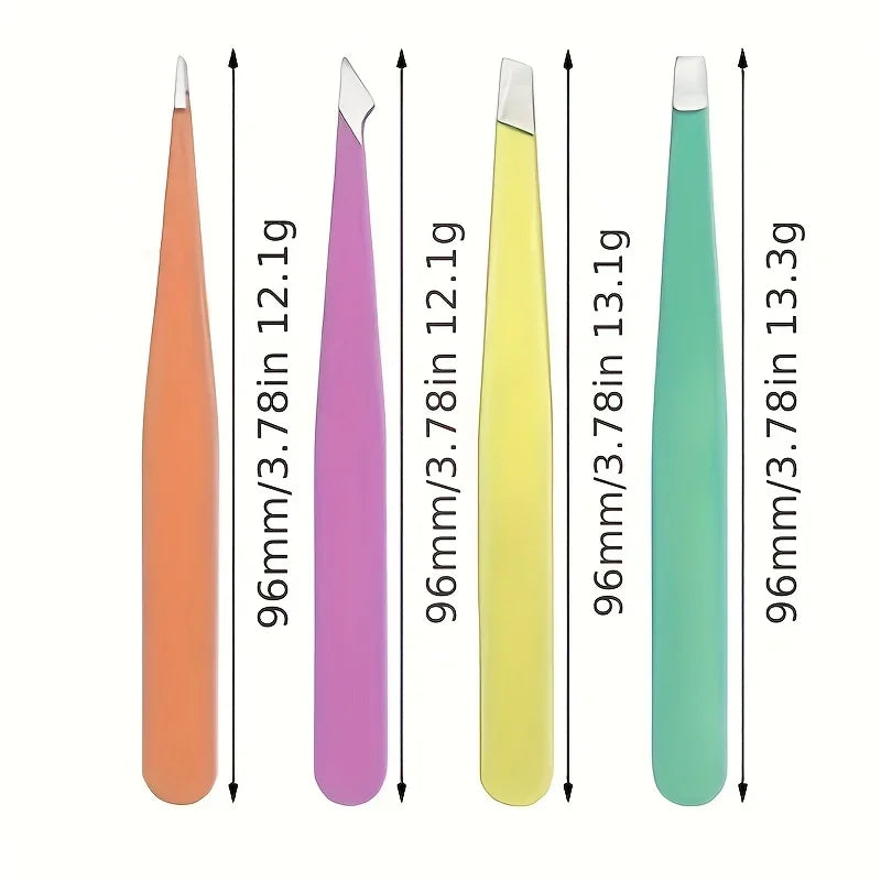 4pcs Stainless Steel Tweezers Set for Eyelashes Ingrown Hair Removaland Lash Extensions Precision Tweezers for Perfect Plus