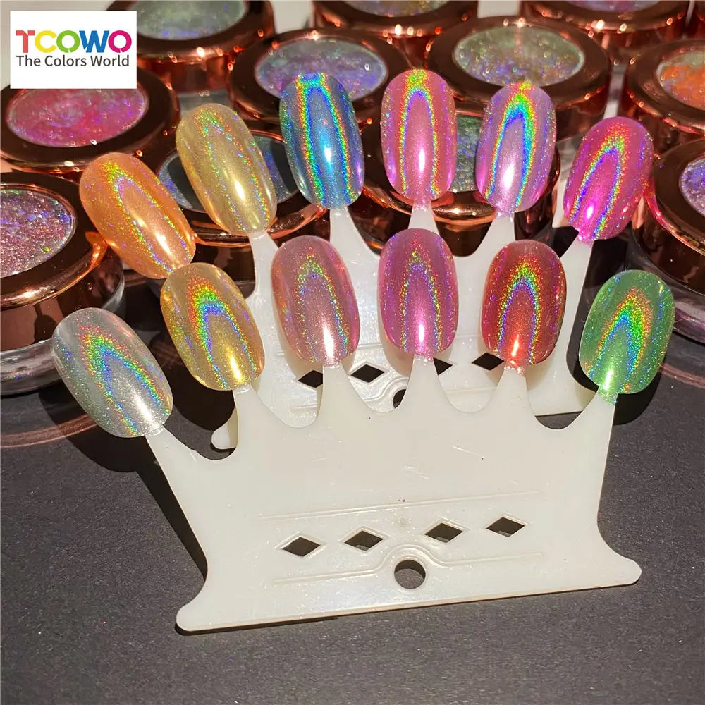 Metallic Shimmer Nail Art Powder Holographic Silver Mirror Chrome Nail Pigment Powder for Nail Art Gel Polish