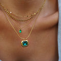 Lateefah OEM PVD Plating Square Stacked Sugar Cube Pendant Stainless Steel Necklace for Women