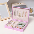 Portable PU Leather Single Layer Jewelry Storage Box Simple Rectangle Style Ring Earring Box Popular Gift for Girls