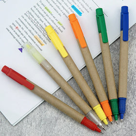 Wholesale Eco-friendly Recycled Paper Gel Pen Double-Ended Marker with 0.7 mm Writing Width Customizable Logo