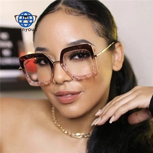 Teenyoun Eyewear Famous Brand Plain Spectacles Candy Color Frame Unisex Oversized Square Pc Glasses Eyeglass