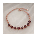 YBO High-End 925 Solid Silver Fine Chain & Link Bracelets Natural Heart Garnet Cubic Zirconia Women's Party Gifts