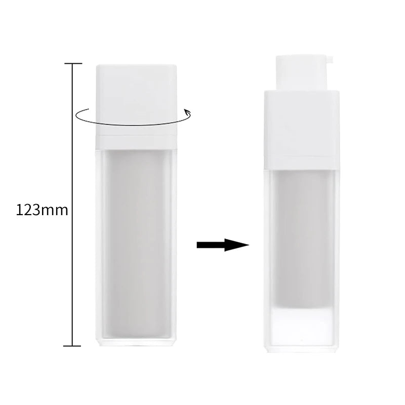 Luxury Rotating Airless Bottle Refillable 15ml 30 ml square Cosmetic Lotion Pump Bottle 1oz 50ml 30ml Airless Pump Bottle