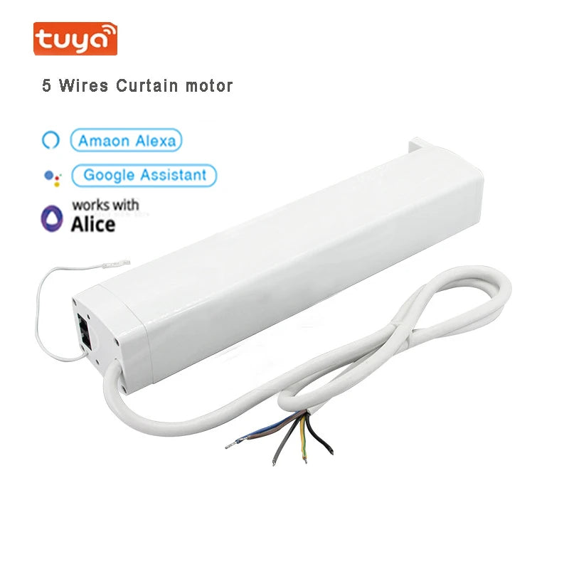 Latest Generation 5-Wire Tuya Wifi Electric Curtains Motor Intelligent Electronic Voice Assistant Support for Alexa Google Home