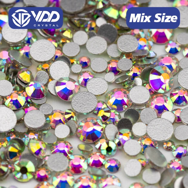 VDD 055 Crystal AB Mix Size SS6-SS20 High Quality Glass Rhinestones Crystal Flatback  Stones for Nail Art DIY Crafts Decorations