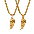 In Stocks Feather Charm Wing Pendant With Rope Chain Jewelry Stainless Steel Custom 18K Gold Plated Angel Wing Pendant Necklace