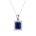 MSN-546 Custom Jewelry 3ct Emerald 7x9mm Lab Grown Role Blue Gemstone 18k Gold Lab Diamond Necklace