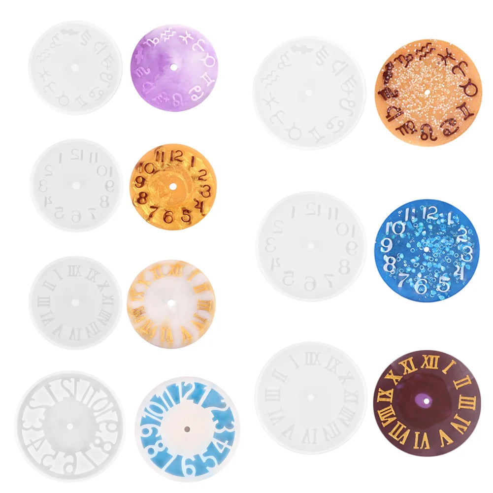 Arabic Number Clock Silicone Mold Handmade Crafts Clock Epoxy Resin Mold